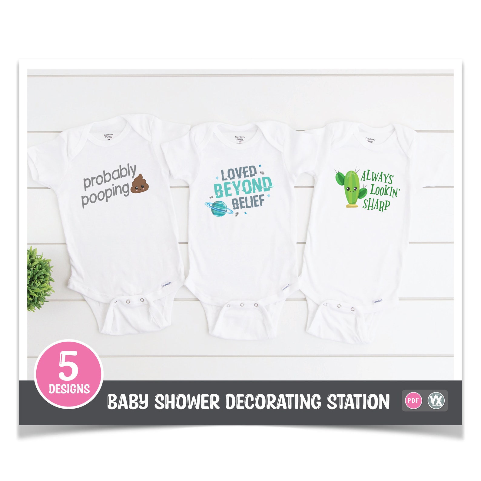 Printable Iron-ons for Baby Shower Decorating Station 5 - Etsy