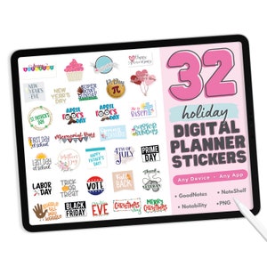 Holiday Digital Planner Stickers PNG Digital Planner Stickers, Compatible with ANY App, Like GoodNotes 32 Holiday Digital Stickers image 1