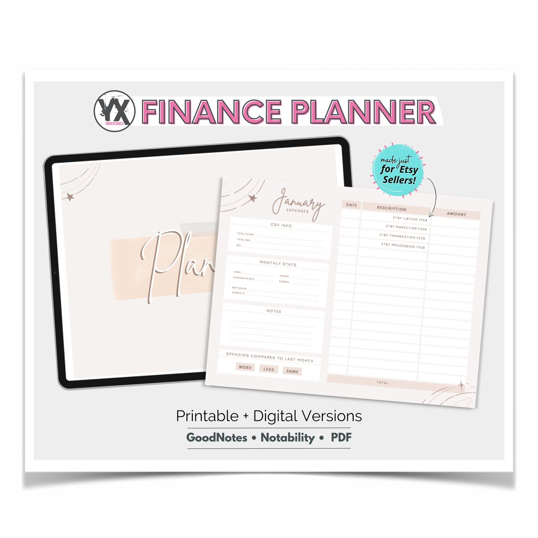 Etsy Finance Planner Etsy Financial Planner Digital & Etsy