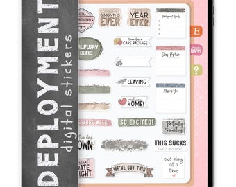 23 Military Deployment Digital Stickers, Compatible with ANY Digital Planner App (including GoodNotes)