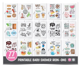 Printable Iron-Ons for Baby Shower Decorating Station - ALL 77 Designs Included - Entire Printable Collection (Bundle #1)
