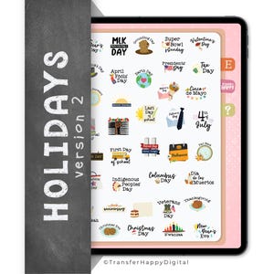 37 Holiday Digital Stickers, Compatible with ANY Digital Planner App (including GoodNotes)