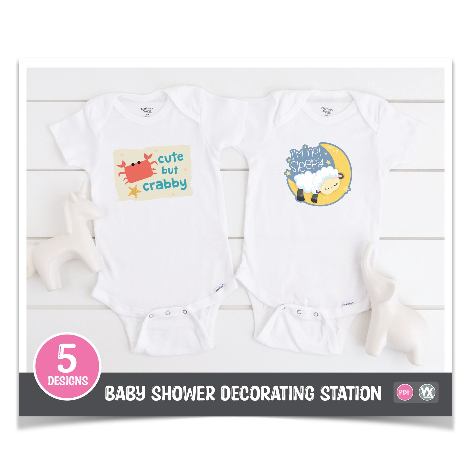 Printable Iron-ons for Baby Shower Decorating Station 5 - Etsy