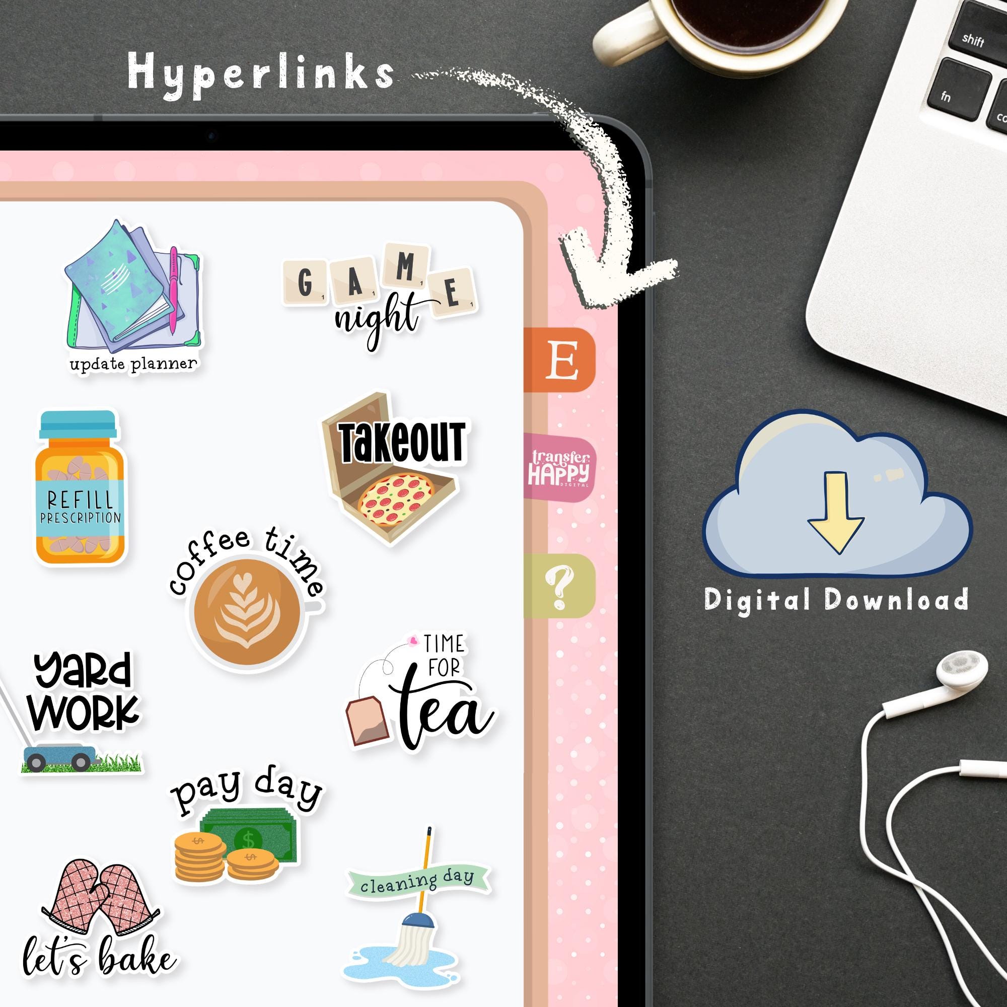 38 Daily Life Digital Stickers, Compatible With ANY Digital Planner App ...