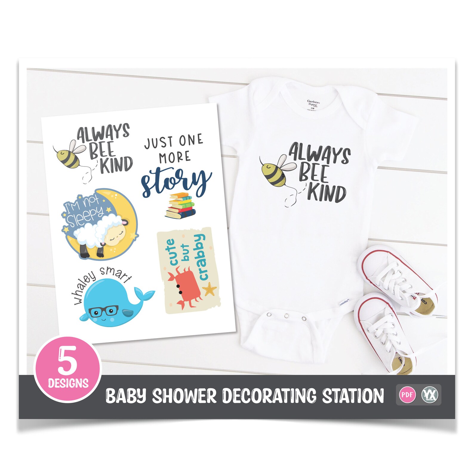 Printable Iron-ons for Baby Shower Decorating Station 5 - Etsy