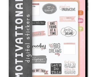 15 Pink Motivational Digital Stickers, Compatible with ANY Digital Planner App (including GoodNotes)