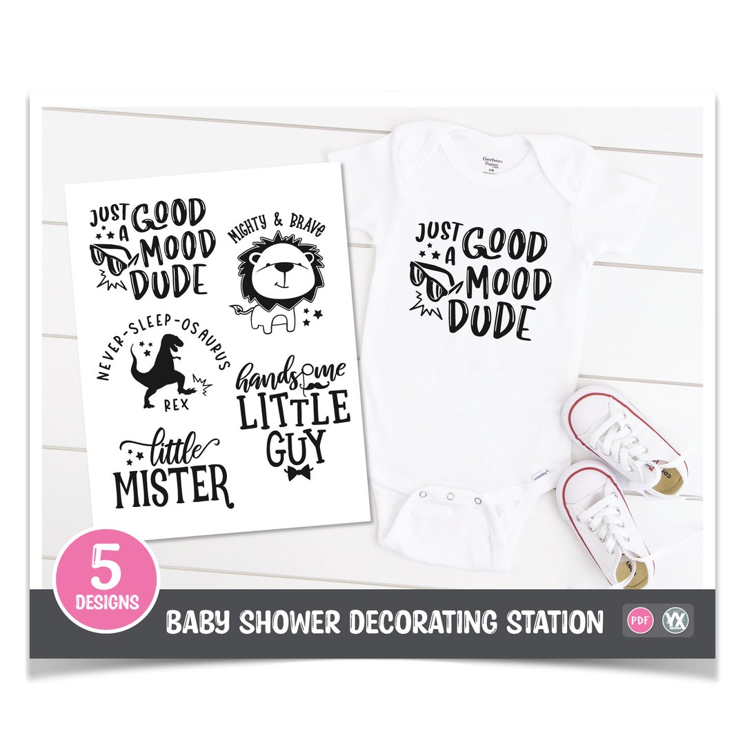 Boy Baby Shower Decorating Station Ironon Transfers Printable PDF Iron
