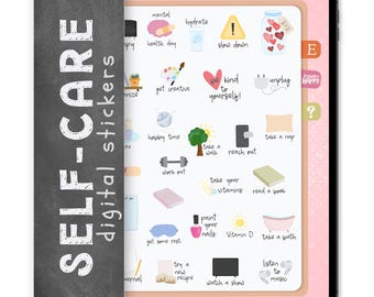28 Self-Care Digital Stickers, Compatible with ANY Digital Planner App (including GoodNotes)