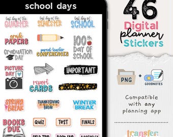 46 adesivi digitali per la scuola e gli insegnanti, compatibili con QUALSIASI app di agenda digitale (inclusa GoodNotes)
