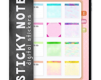 12 Sticky Note Digital Stickers, Compatible with ANY Digital Planner App (including GoodNotes)