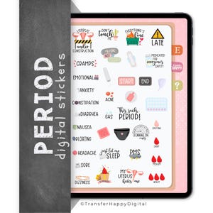 37 Period & Menstruation Digital Stickers, Compatible with ANY Digital Planner App (including GoodNotes)