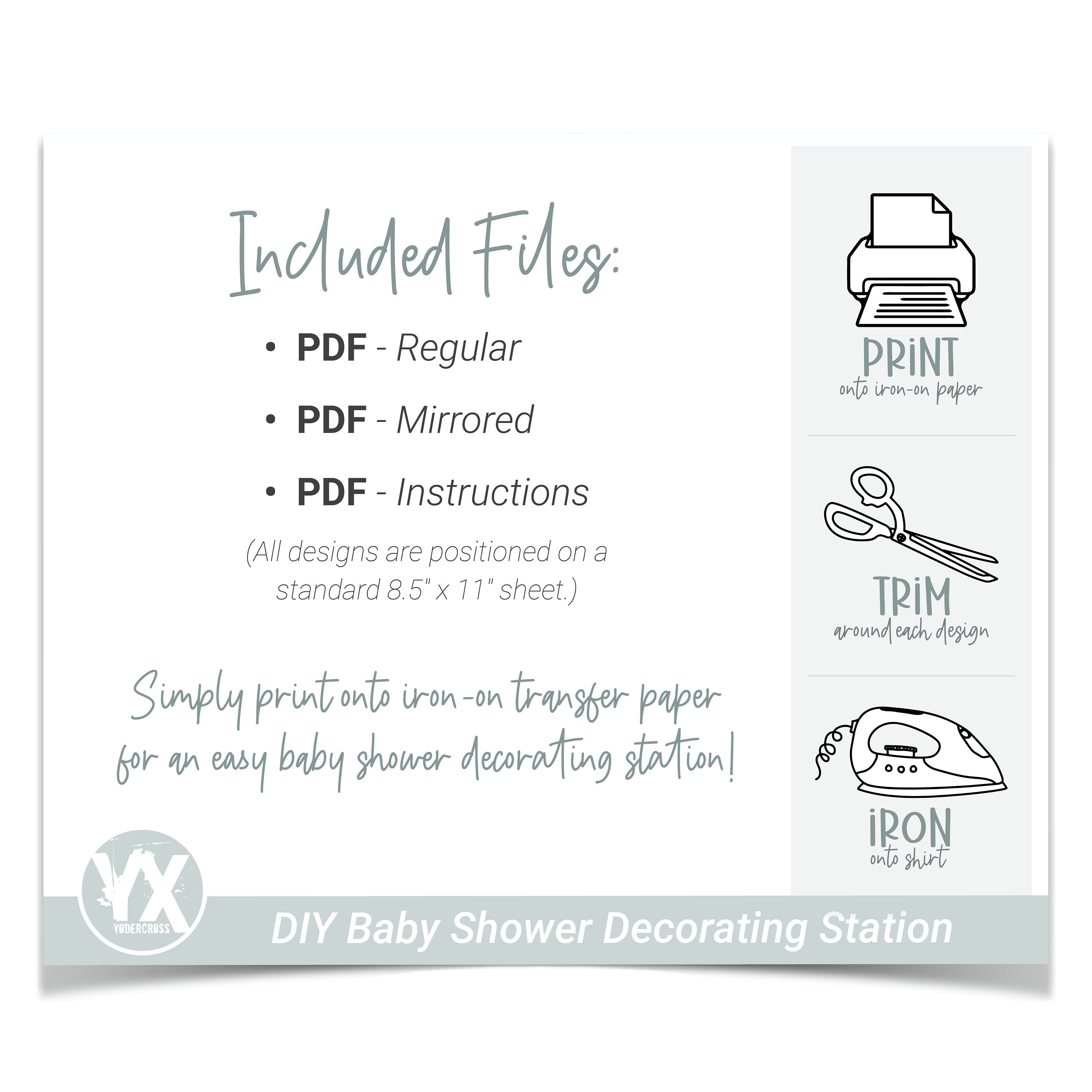 Printable Iron-Ons for Baby Shower Decorating Station 5 | Etsy