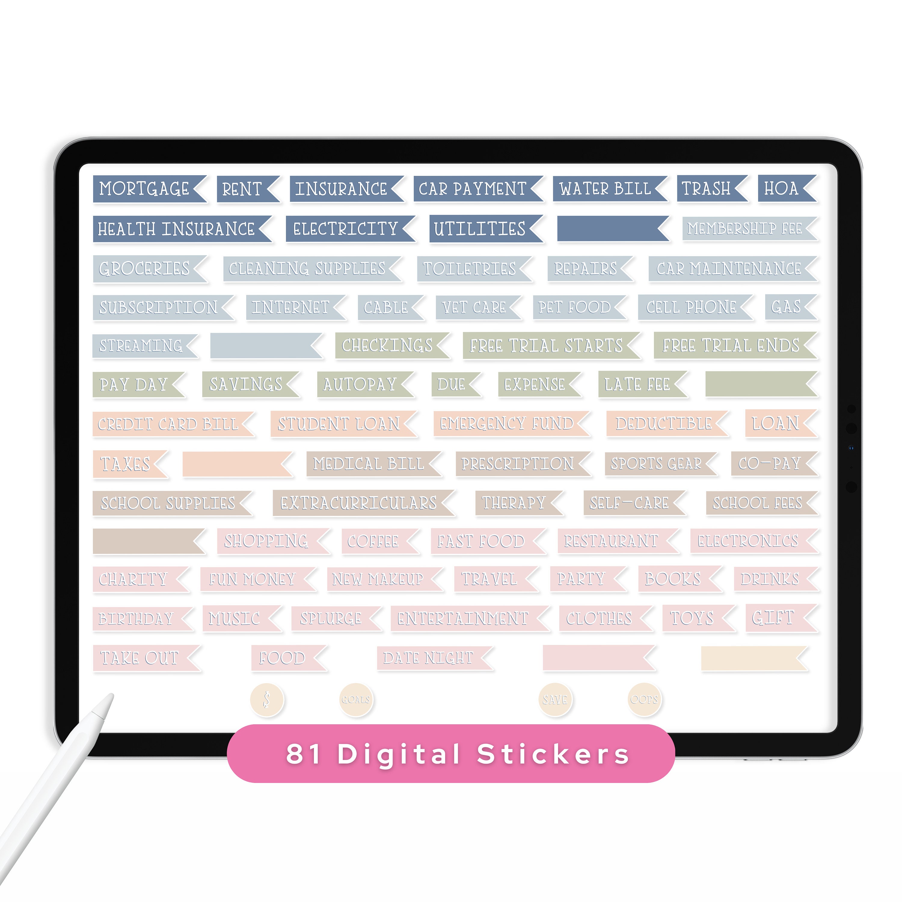 Digital Planner Stickers Bundle - PNG Digital Stickers, Compatible With ...