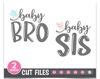 Baby Bro and Baby Sis SVG Set - DIY Matching Sibling Shirts - Svg, DXF, png, jpg - Digital Files Only