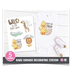 Zoo-Babyparty zum Ausdrucken - 5 Designs für DIY-Babyparty-Station (Digitales Set #3)