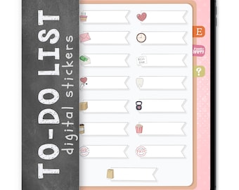 15 To-Do List Tag Digital Stickers, Compatible with ANY Digital Planner App (including GoodNotes)