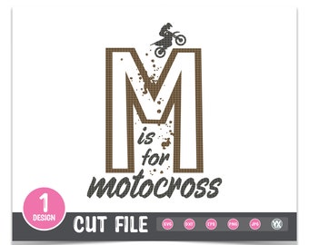 Dirtbike SVG - M is for Motocross SVG - Dirtbike SVG Cut File - Digital Files Only