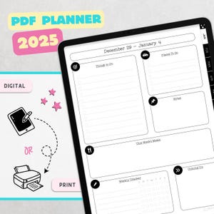 2025 Digital Planner -- Fully Hyperlinked -- Icon Shaded Minimalist Planner -- Dated Digital Planner