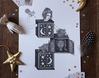 Zig Zag Girl - Victorian Magic & Illusions A4 Print