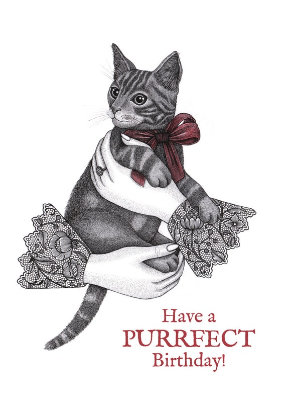 Kitten 'purrfect Birthday' Card Victorian Cat Kitty Cat Card Card for Cat  Lovers - Etsy