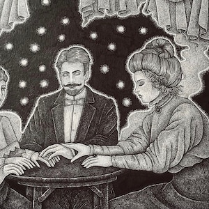 Victorian Seance - Halloween Print - A4 Print - Spooky seance illustration - Paranormal - Ouija board print - All Hallow's Eve image 3