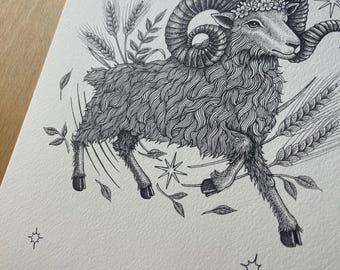 Aries the Ram Zodiac A4 Print
