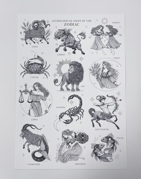 Zodiac A3 Print - Astrological Signs of the Zodiac - Star Signs