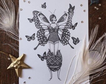 Butterfly Lady - Victorian Magic & Illusions A4 Print