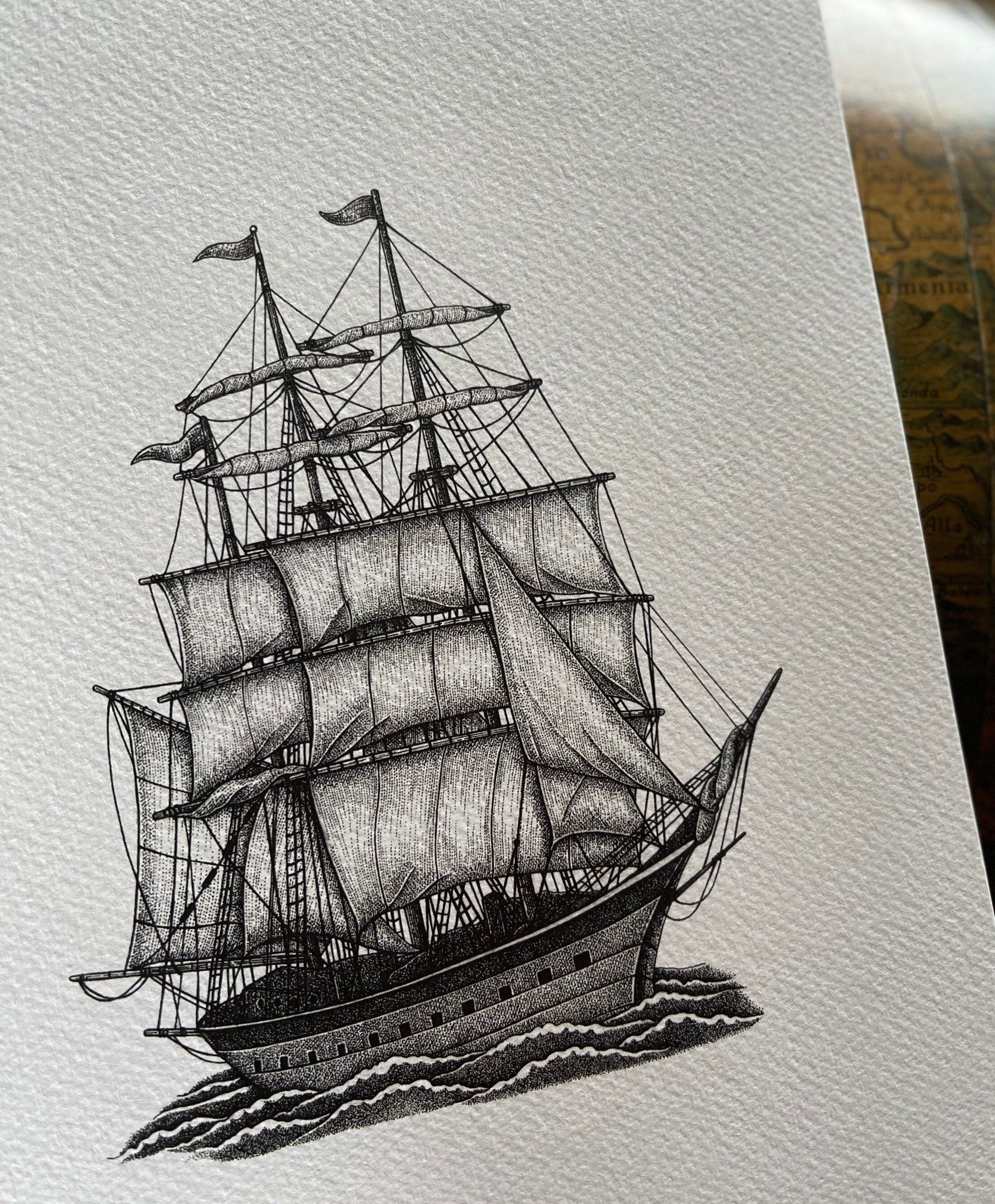 Packet Ship Nautical Print Sailing Ship Print Boat Wall Etsy Canada