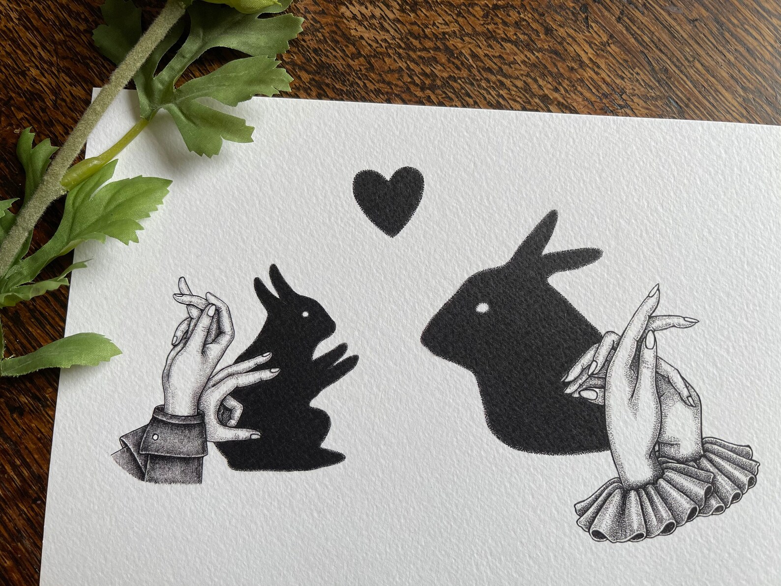 Rabbit Hand Shadow Puppet A5 Print Victorian Hand Shadow Etsy