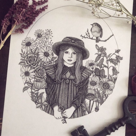 The Secret Garden Mary Lennox And The Robin A4 Print Etsy