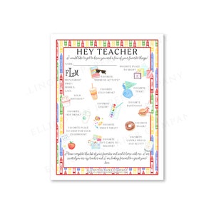 Lista de deseos/cuestionario del maestro, crayones con opción de refrigerio - Descarga instantánea