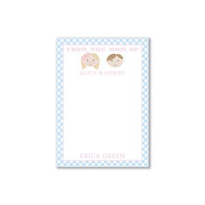 Sweet Face Collection Notepad, Blue with Pink Detail