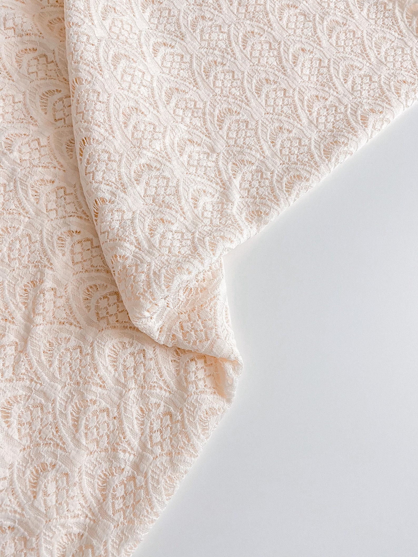 Cream Knit Lace Fabric 1/2 Yard Etsy