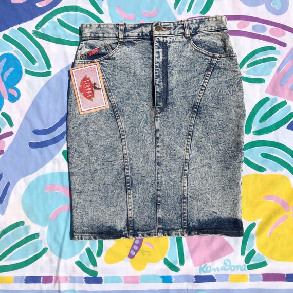 80’s Vintage SCARPA Acid Wash Punk Denim Skirt