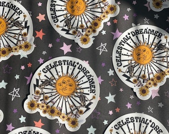 Celestial Dreamer Sticker - Black Lace Brides - Sticker - Magic - Alternative Bride - Halloween Bride