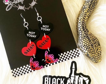 Not Today Satan Dangles - Earrings - Sweethearts