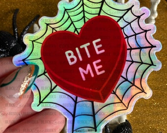 BITE ME - Sticker - Spider Web Sticker - Valentine’s Day Sticker