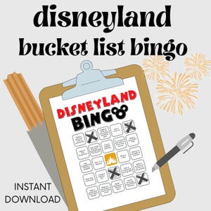 Disneyland Trip Games - Bucket List Bingo