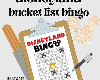 Disneyland Trip Games - Bucket List Bingo