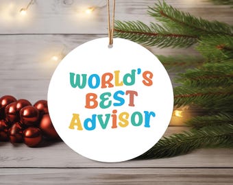 Adviseurornament, wit keramisch ornament, adviseur cadeau-idee, rond ornament, cadeau voor adviseur