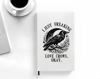 Crow Notebook, Crow Journal, Ruled Line Pages, Gift Idea, Gratitude Journal, Memory Book, Leatherette Journal, Gift for Crow Lover