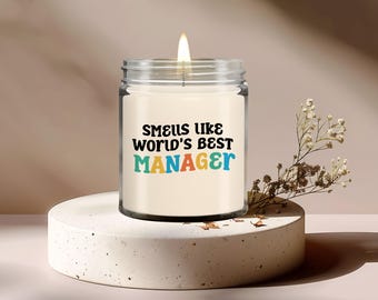 Manager Candle - Sojawaskaars - met de hand gegoten kaars - 9 oz kaarspot met vanillegeur - cadeau voor manager