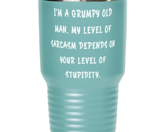 Grootvader cadeaus voor Big Daddy, ik ben een knorrige oude man. Mijn niveau van., Grappige grootvader 30oz Tumbler, geïsoleerde Tumbler van kleinkind