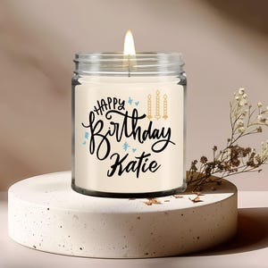 Geburtstagskerze, Sojawachs-Kerze, handgegossene Kerze, Vanille-Duftkerze, Geschenk für Geburtstag