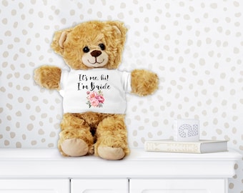 Bridal Shower Teddy Bear, Gift Stuffed Animal, Plush Teddy Bear with Tee, Bridal Shower Gift Idea, Gift for Bridal Shower