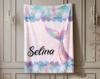 Mermaid Blanket, Mermaid Gift Idea, Velveteen Blanket, Gift for Mermaid Lover