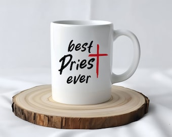 Taza de sacerdote, mejor sacerdote de todos los tiempos, idea de regalo de sacerdote, regalo para sacerdote, regalo de agradecimiento al sacerdote, taza saludable