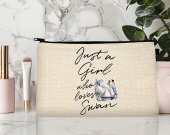 Swan Makeup Bag, Cosmetic Bag, Toiletry Bag, Birthday Gifts for Her, Gift for Women, Gift for Swan Lover
