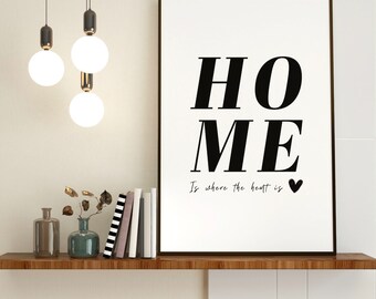 Home is where the heart is wall print | Digital download | Art print | Wall Art | Modern home